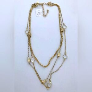 LIA SOPHIA GOLD TONE 3 STRAND CUT RESIN 17"-20" NECKLACE NWT